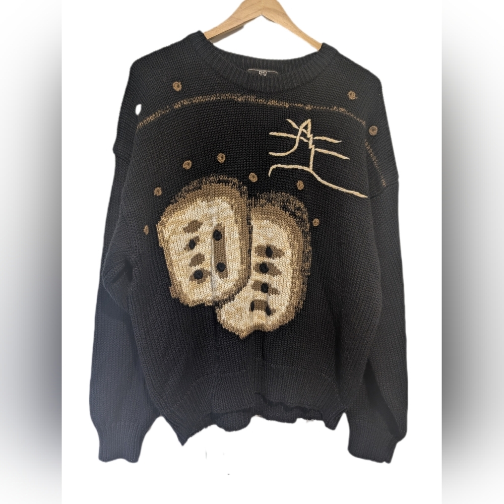 Vintage Givenchy Monsieur 1980s Wool-Blend Luxury Logo Sweater -L-